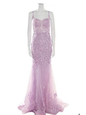 Portia and Scarlett Lavender Lace Mermaid Gown